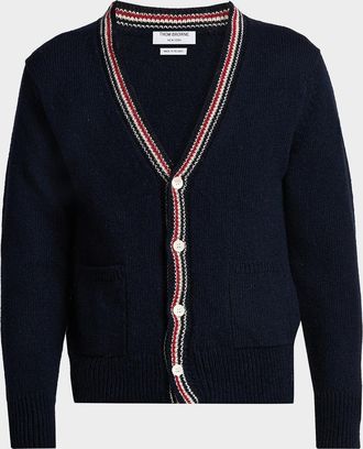 Thom Browne Men & apos;s Donegal RWB Stripe Wool-Mohair Cardigan