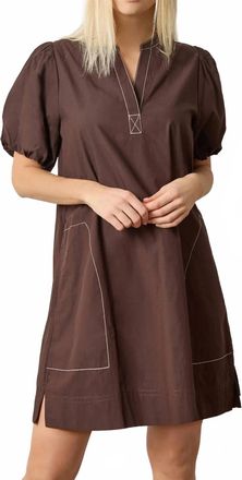 Lilla P Womens Shirred Sleeve Neck Dress In Espresso