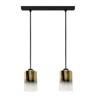OEM L&aacute;mpara De Techo Colgante Negra Con Pantalla De Cristal Transparente Dorado, Fiord 15-538