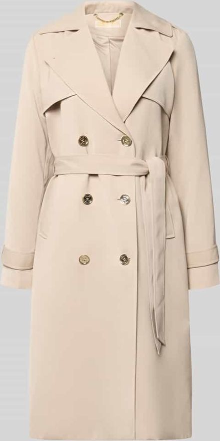 Zweireihiger Trenchcoat mit Bindeg&uuml;rtel in Beige, Gr&ouml;&szlig;e XL