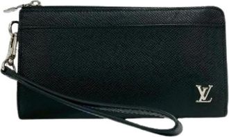 Louis Vuitton Pre-owned Zippy Dragonne Taiga Lange Portemonnee - Heren - Vintage Clutch - Zwart - ONE Size - Leer - Vintage
