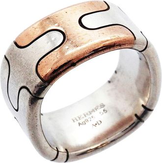 Herm&egrave;s Bronze Silver 925 Band Ring (Pre-Owned)