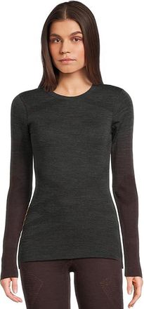 Smartwool Intraknit Thermal Merino Base Layer Crew Womens Clothing Charcoal-Mink Stripe : LG, Elastane/Polyester/Wool