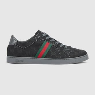 Gucci Mens Stretch Low-top Sneaker, Black, GG Canvas