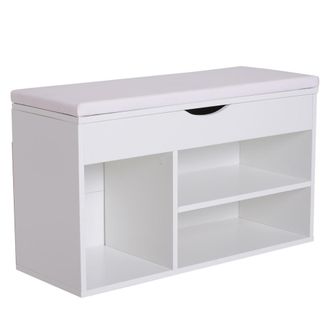 HOMCOM Banco zapatero de entrada 80x30x47cm blanco