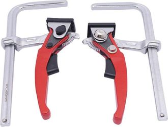 OEM Juego De 2 Abrazaderas De Trinquete - 160 X 60 Mm - Fuerza M&aacute;xima De Sujeci&oacute;n: 200 Kg - Para Trabajar La Madera - Rojo, Plata