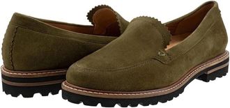 Trotters Womens Trotters Fayth Loafers Green Suede Lug Sole Slip On Shoes ZAP1681