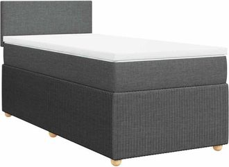 vidaXL Cama Box Spring Con Colch&oacute;n Tela Gris Oscuro 80x200 Cm Vidaxl
