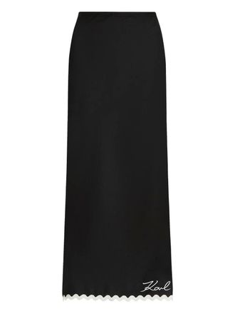 Karl Lagerfeld scallop-trim skirt - women - Cotton - S - Black