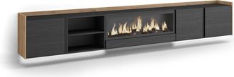 Skraut Home Skraut Home - Mueble Tv, Televisi&oacute;n, Muebles De Sal&oacute;n, Almacenaje, 315x35x50cm, Para Tv Hasta 80, Chimenea El&eacute;ctrica Xxl, Colgado, Suspendido, Led, Es