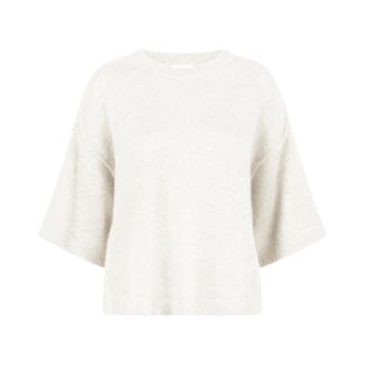 Dante6 Relaxte Gebreide Trui in Melkwit - Dames - Truien - Beige - Maat: L Wol