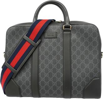 Gucci Black Gray Pvc Briefcase (Pre-Owned)