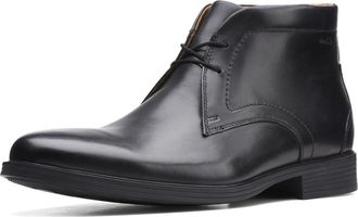 Clarks Mens Whiddon Mid Chukka Boot, Black Leather, 8.5 UK