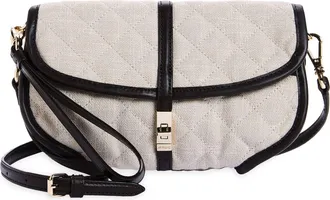 MZ Wallace Small Astor Convertible Quilted Linen Clutch in Sandy Linen at Nordstrom