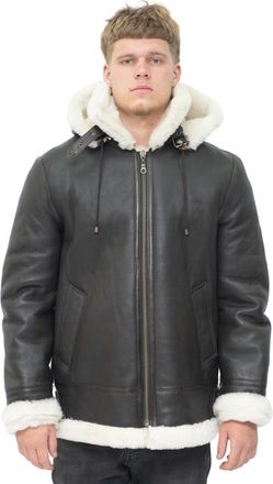 Infinity Leather Mens Hooded Sheepskin Leather B3 Flying Jacket-Harwich