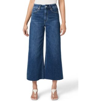 Paige Anessa Raw Hem High Waist Wide Leg Jeans in Venetian Breeze at Nordstrom, Size 27