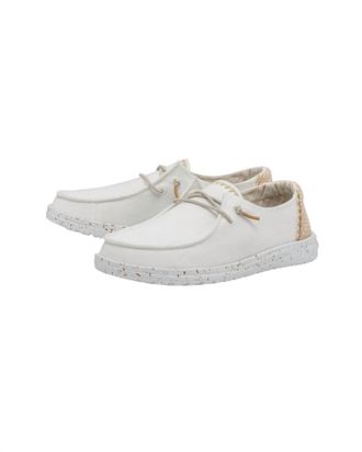Hey Dude Womens Wendy Chambray Casual Shoe In White/ Sand