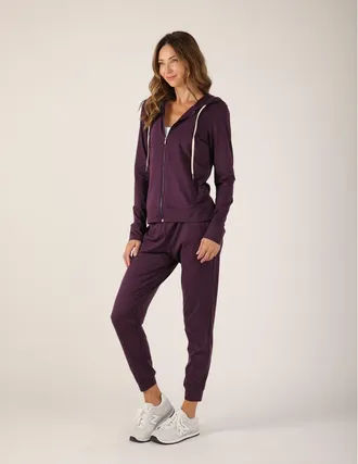 Glyder On The Go Lightweight Zip Up Hoodie in Blackberry Jam at Nordstrom, Size X-Small