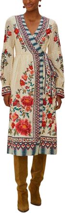 Farm Rio Mosaic Garden Sand Midi Dress
