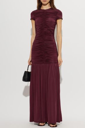Rotate Draped Dress, Womens, Burgundy