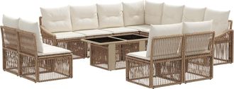 vidaXL Conjunto De Sof&aacute;s De Jard&iacute;n 12 Uds. Beige Y Blanco Crema Vidaxl