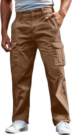 Generic Mens Casual Pants for Everyday and Outdoor Use Featuring Loose Fit Trousers with Pockets Durable Lightweight Fabric for Comfortable Streetwear and Fle