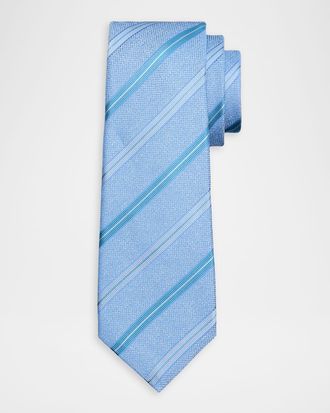 Kiton Men & apos;s Grosgrain Stripe Silk 7-Fold Tie