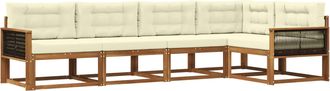 vidaXL Conjunto De Sof&aacute;s De Exterior 5 Uds. Natural Y Crema Vidaxl