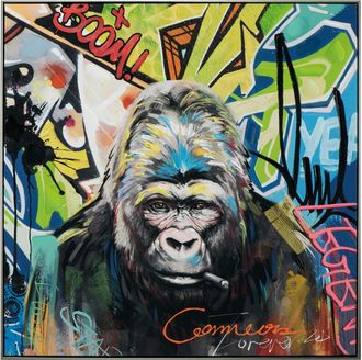 Schubiger M&ouml;bel Bild Gorilla mit Buntem Hintergrund