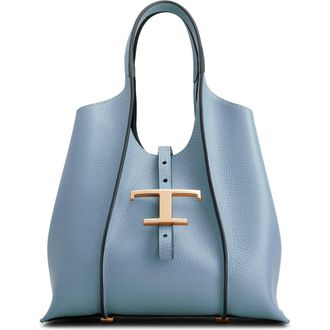 Tod's Mini T Timeless Leather Shopping Bag in Carta Zucc. Chiaro at Nordstrom