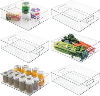 mDesign Divided Pantry Bin with Handles for Pantry, Refrigerator, or Freezer - Set of 6 - Clear at Nordstrom