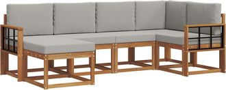 vidaXL Conjunto De Sof&aacute;s De Exterior 6 Uds. Gris Natural Y Claro Vidaxl