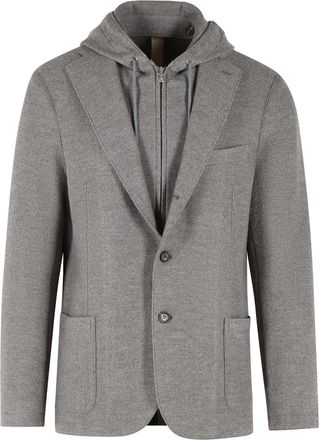 Eleventy Grey Wool Single-Breasted Blazer