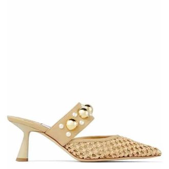Jimmy Choo London Basette 65 Pointed-Toe Raffia Mules, Brand Size 34.5 ( US Size 4.5 )