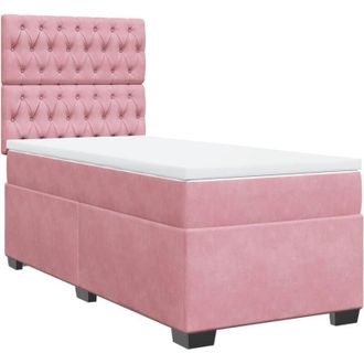 vidaXL Cama Box Spring Con Colch&oacute;n Terciopelo Rosa 80x200 Cm Vidaxl