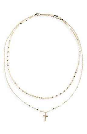 Lana Jewelry 14K Gold Double Strand Cross Necklace in 14K Yellow Gold at Nordstrom, Size 15