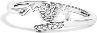 House of Brilliance 925 Sterling Silver Diamond Accent MOM Heart Ring