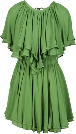 Dondup Chiffon Dress Elastic Waist - Green