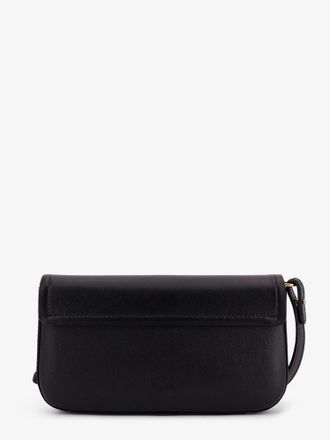 Pinko Womens Saddle Flat Leather Crossbody Bag Black Shoulder
