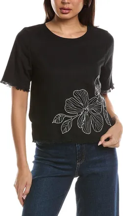 Vince Camuto Embroidered Linen-Blend Blouse