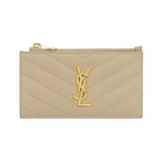 Saint Laurent Pre-owned Wallets, male, Beige, Size: ONE SIZE Pre-owned Leather Coin Case