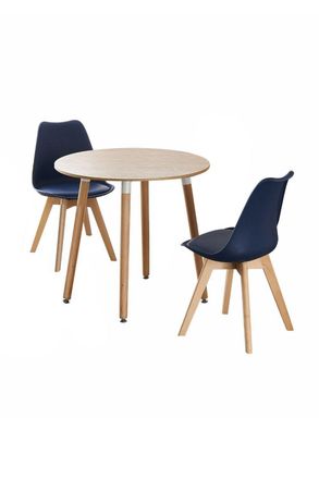 Life Interiors Round Lorenzo Dining Set with a Table & Chairs Set of 2 in Blue