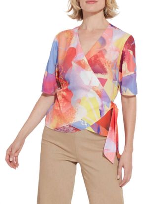 Lyss&eacute; Front Tie Wrap Top In Multi