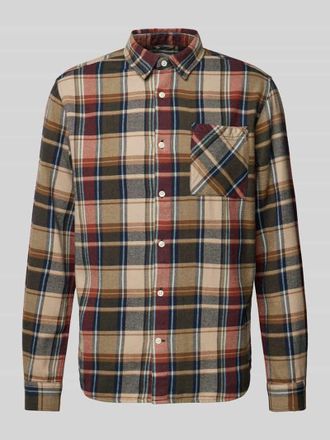 Knowledge Cotton Apparel Freizeithemd mit Brusttasche in Mittelbraun, Gr&ouml;&szlig;e XL