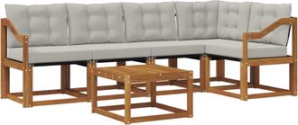 vidaXL Conjunto De Sof&aacute;s De Exterior 6 Uds. Gris Natural Y Claro Vidaxl