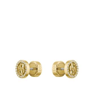 BOSS Gold-tone earrings with crystals and Double B monogram