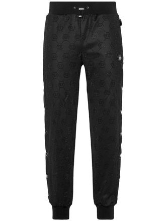 Philipp Plein monogram track pants - men - Cotton/Glass Fiber/Polyester - L - Black