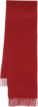 Vivienne Westwood Sjaal met geborduurd logo en franjes - Dames - Accessoires - Rood - Maat: ONE Size Wol