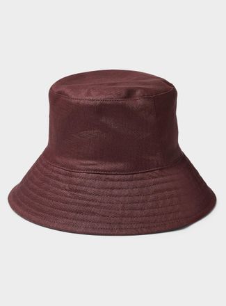 Simons Womens Wide-brim pure linen bucket hat
