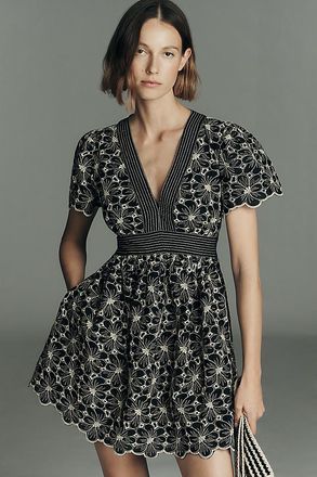 Maeve Cotton Lace V-Neck Mini Dress